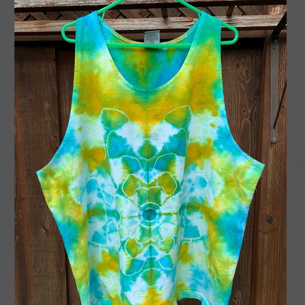 XXL bright neon tie dye mandala tank